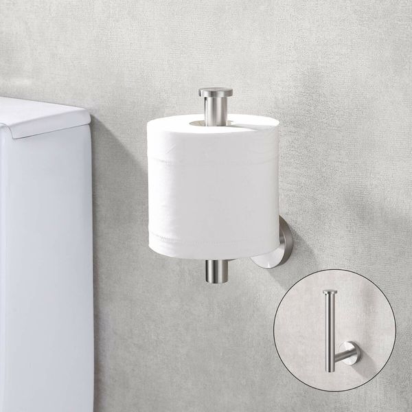 Modern Round Toilet Paper Holder: SUS304 Stainless Steel Wall Mount Tissue Roll Dispenser for Bathroom, Kitchen, and Washroom (Brushed Nickel, 5 Inch)