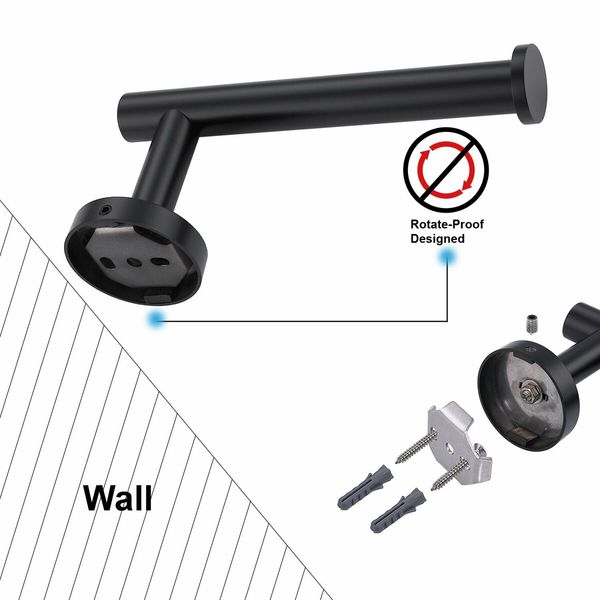 Premium Toilet Paper Holder - Wall-Mounted, Matte Black Stainless Steel Dispenser for Bathroom and Kitchen