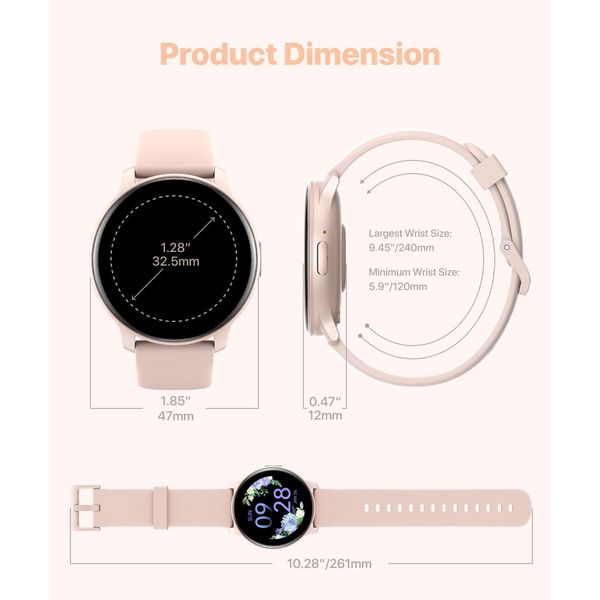 Unisex Smart Watch, Make and Answer Calls, Quick Text Reply, AI Voice Control - Compatible with Android and iPhone (Pink)