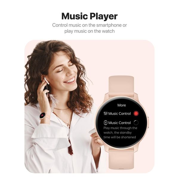 Unisex Smart Watch, Make and Answer Calls, Quick Text Reply, AI Voice Control - Compatible with Android and iPhone (Pink)