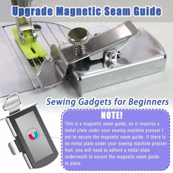 Magnetic Seam Guide attach to sewing machine Helps you sew straight seams,hems,and more for Precision Sewing,Compatible with most sewing machines