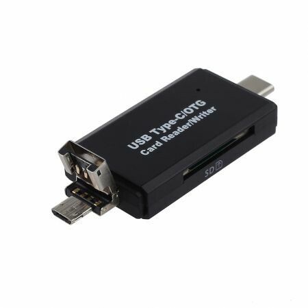 3-in-1 OTG Card Reader for Type-C and Micro-USB Devices: Easily Transfer Files Between Your Devices and Memory Cards