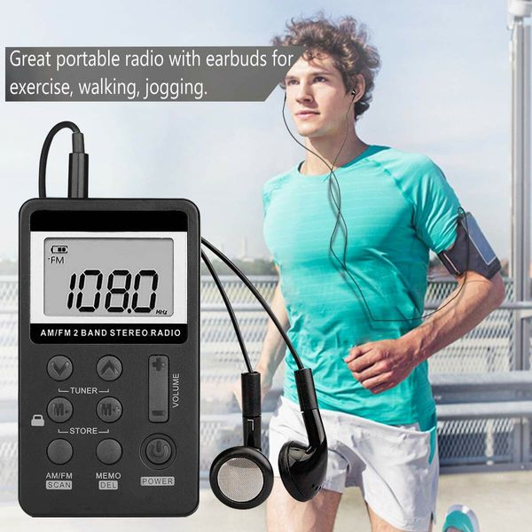 Portable Pocket Radio,,Mini Digital Tuning Walkman with AM/FM, Rechargeable Battery,Earphone,Lock Screen Perfect for outdoor activities