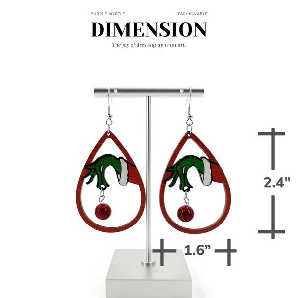 Christmas Ornaments Super Cute Grinch Earrings for Women, Girls, and Teen