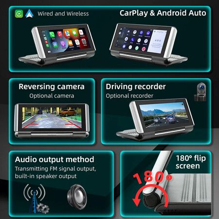 6.86" Car Touch Smart Player with Wireless CarPlay, Android Auto, and Video Playback