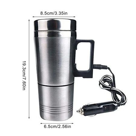 24V Electric Car Heating Water Cup with Vacuum Flask - USB Heating Cup for Car, Truck, and Travel