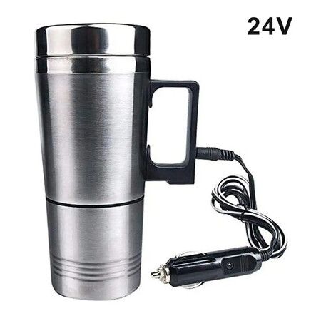 24V Electric Car Heating Water Cup with Vacuum Flask - USB Heating Cup for Car, Truck, and Travel