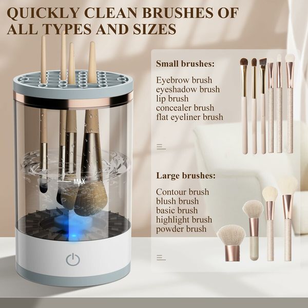 Electric Makeup Brush Cleaner: Automatic Spinning Cleaner with Brush Mat for All Sizes and Gift-Ready