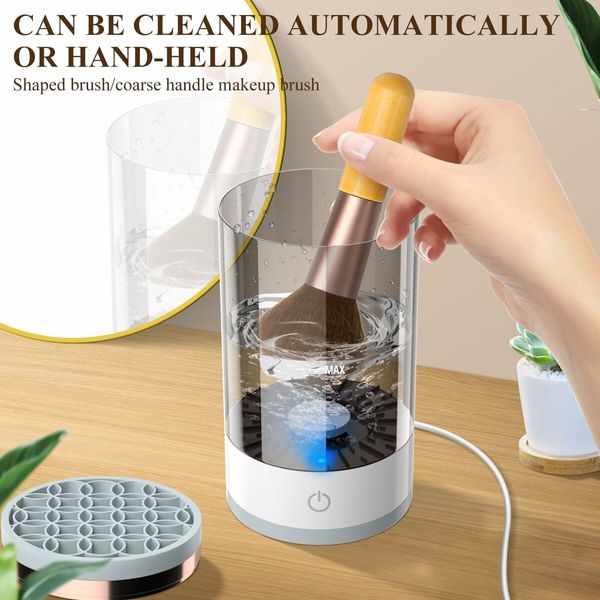 Electric Makeup Brush Cleaner: Automatic Spinning Cleaner with Brush Mat for All Sizes and Gift-Ready