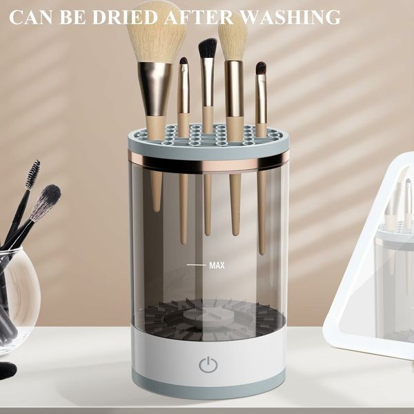 Electric Makeup Brush Cleaner: Automatic Spinning Cleaner with Brush Mat for All Sizes and Gift-Ready