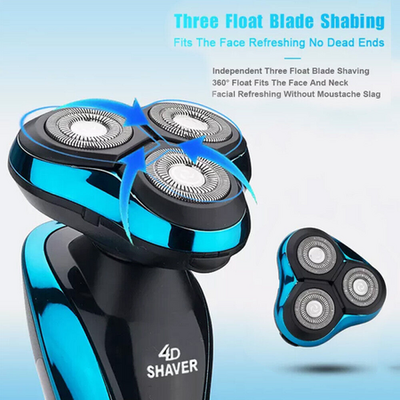 Electric Shaver for Wet/Dry Use: Rechargeable, Rotary, Cordless, with USB Charging