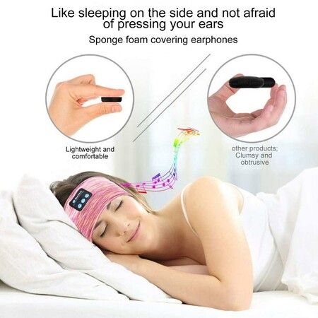 Bluetooth Sleeping Headband Eye Mask with Built-in Headphones,Sleep and Listen in Comfort(Pink)