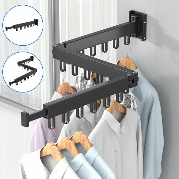 Invisible Wall Mount Folding Clothes Hanger Drying Rack for Indoor Balcony and Household Organization