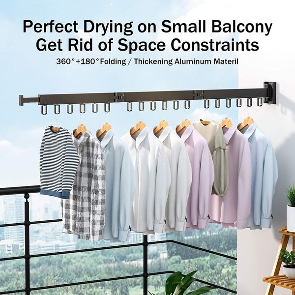 Invisible Wall Mount Folding Clothes Hanger Drying Rack for Indoor Balcony and Household Organization