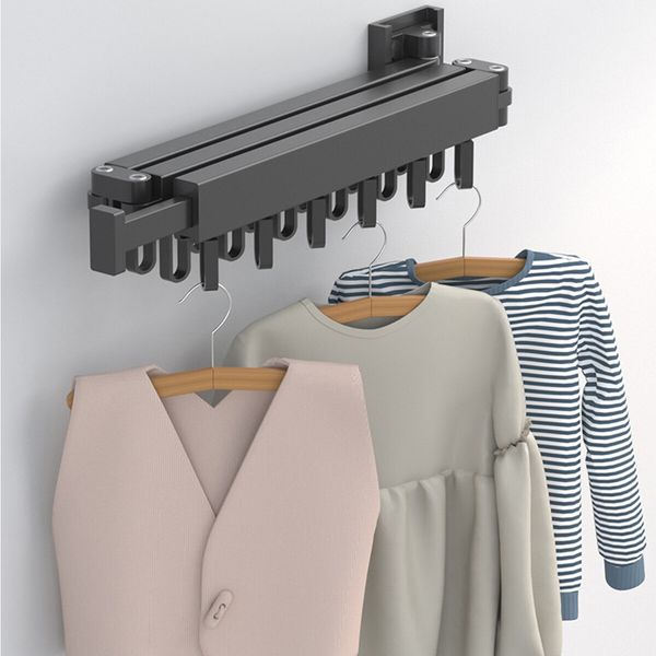 Invisible Wall Mount Folding Clothes Hanger Drying Rack for Indoor Balcony and Household Organization