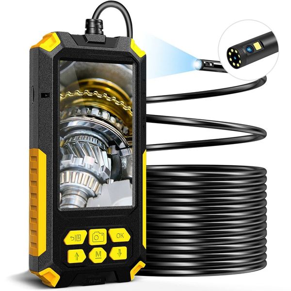 1080P HD Dual Lens Industrial Borescope Inspection Camera with Light and Waterproof Scope for Automotive Engine Inspection