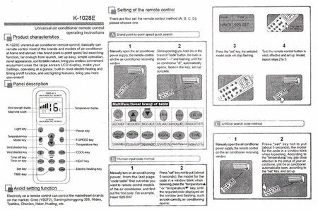 Universal 1000+ Brands Air Conditioner LCD Remote Control for Mitsubishi Toshiba Hitachi Fujitsu Daewoo LG Sharp Samsung Electrolux Sanyo AUX Gree HAIER etc