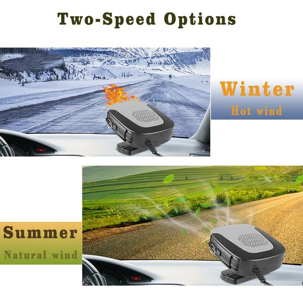 Portable Car Defroster and Heater with 12V Power, Ceramic Heating, and Cooling Fan for Demisting and Warming