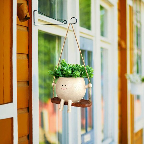 Charming Swing Planter Cute Succulent Pots with Drainage Hole Gifts for Indoor and Outdoor Plants