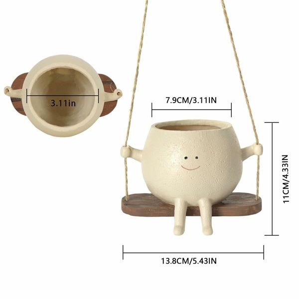 Charming Swing Planter Cute Succulent Pots with Drainage Hole Gifts for Indoor and Outdoor Plants