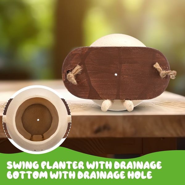 Charming Swing Planter Cute Succulent Pots with Drainage Hole Gifts for Indoor and Outdoor Plants