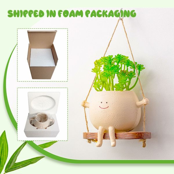 Charming Swing Planter Cute Succulent Pots with Drainage Hole Gifts for Indoor and Outdoor Plants