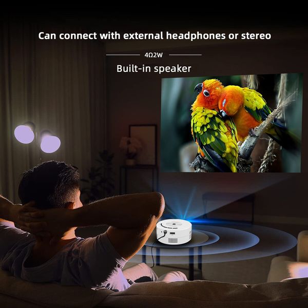 Mini Portable Projector Connects to mobile phone for wireless streaming Perfect for home entertainment, presentations