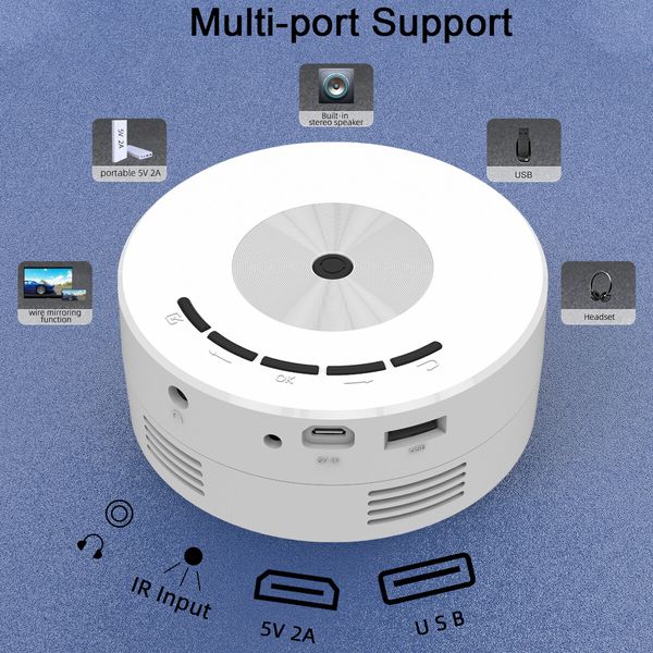 Mini Portable Projector Connects to mobile phone for wireless streaming Perfect for home entertainment, presentations