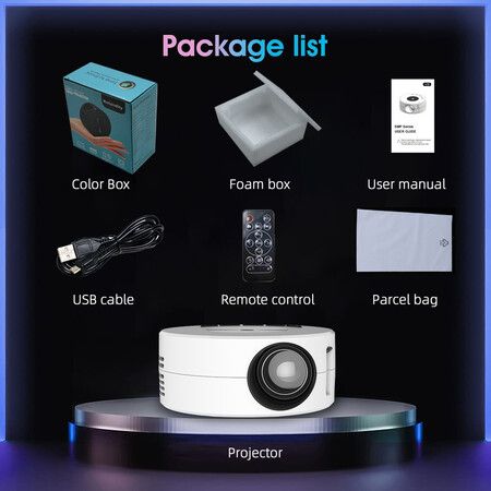 Mini Portable Projector Connects to mobile phone for wireless streaming Perfect for home entertainment, presentations