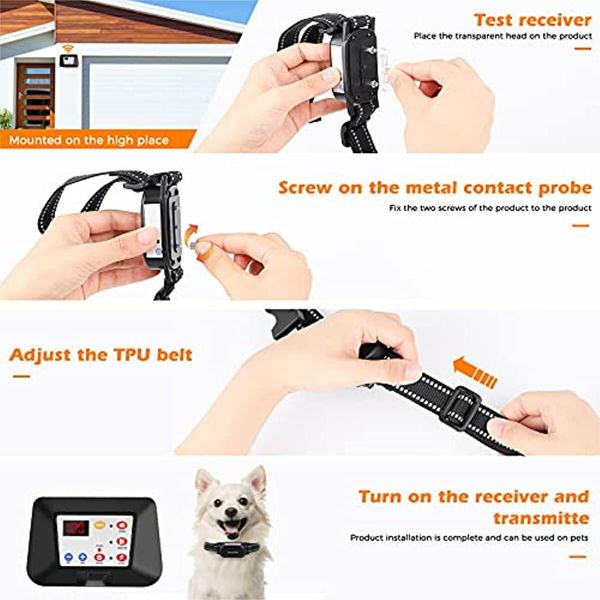 2-in-1 Wireless electric Fence and anti-bark dog training collar with  Remote Adjustable Range for 2 Dogs