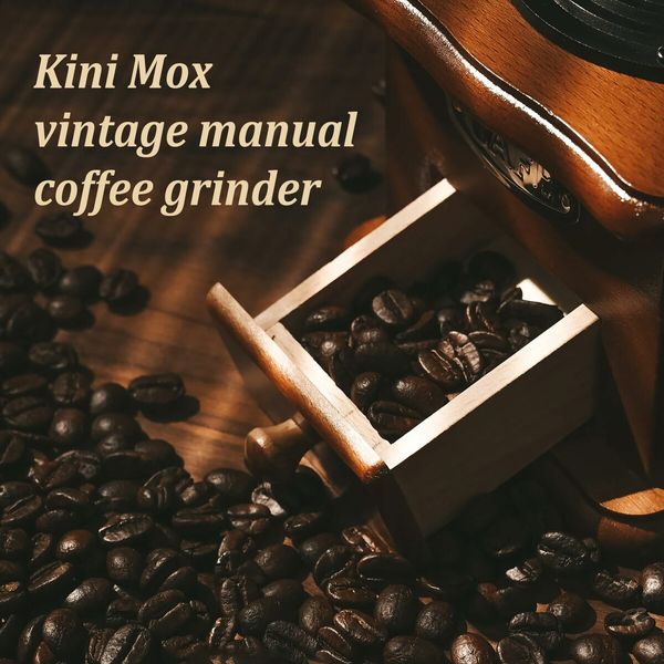 Vintage Charm Hand Manual Coffee Grinder with Wooden Finish, Roller Mill, and Classic French Press for Freshly Brewed Coffee