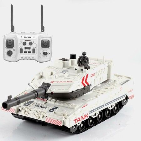 Remote Control Tank for Boys: 1:24 M1A2 Battle Tank with Alloy Material, Smoke Effect, Lights, and Realistic Sounds