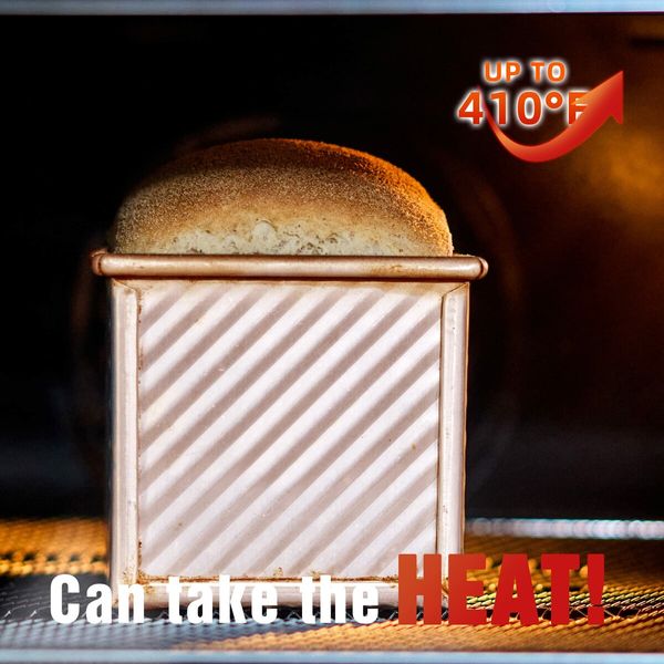 Pullman Loaf Pan/Bread Toast Box Mold with Corrugated design promoting crust formation,durable carbon steel for even baking, moist and evenly baked interior ensuring Lid