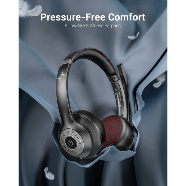 Wireless Headset with Advanced AI Noise Cancellation,Bluetooth V5.2 for seamless connectivity,USB Dongle for low-latency connection to computers & Mic Mute