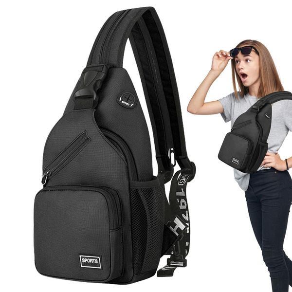 Crossbody Sling Backpack: Versatile Daypack for Men & Women with Earphone Hole