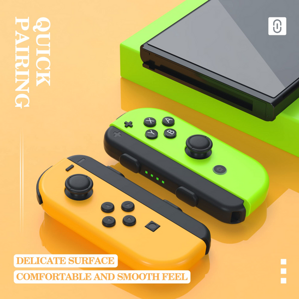 Wireless Controllers Left & Right Replacment for Switch with Dual Vibration, Wake-up Function, and Motion Control (Yellow & Green)