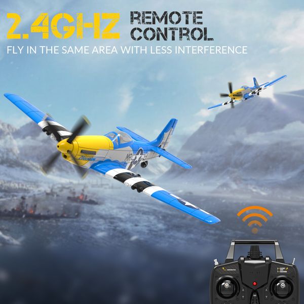 Easy-to-Fly RC Plane 4 Channel P51 Mustang Fighter with 6-Gyro System, Perfect for Learning to Fly RC Planes