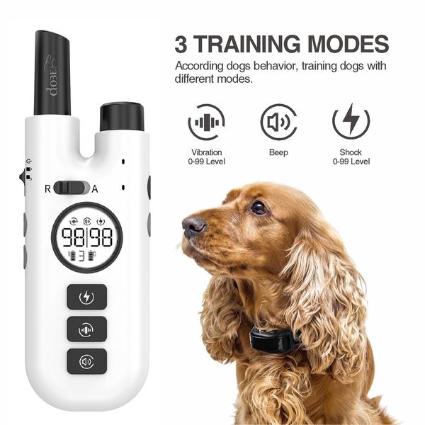 Auto Bark Control 2-in-1 Dog Training Collar with 3 Modes(Modes,Beep,Shock)-800m Remote Range for All Dog Sizes