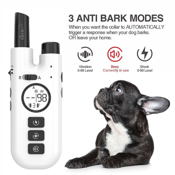 Auto Bark Control 2-in-1 Dog Training Collar with 3 Modes(Modes,Beep,Shock)-800m Remote Range for All Dog Sizes