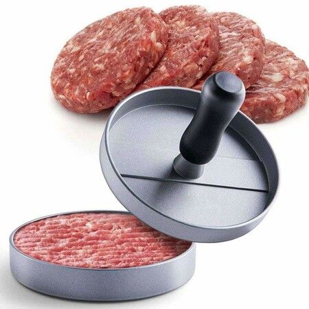 Non-Stick Burger Press with 100 Wax Paper Discs - Aluminum Burger Patty Former for Quarter Pounders, Ideal for BBQ