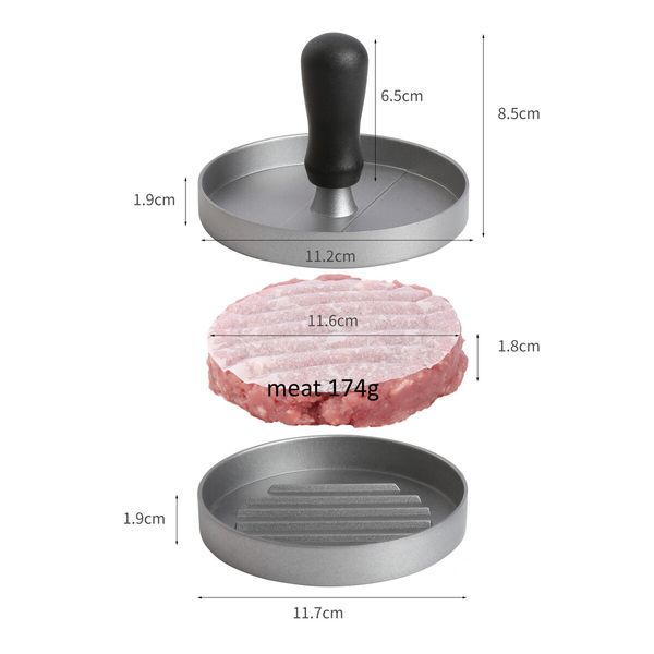 Non-Stick Burger Press with 100 Wax Paper Discs - Aluminum Burger Patty Former for Quarter Pounders, Ideal for BBQ