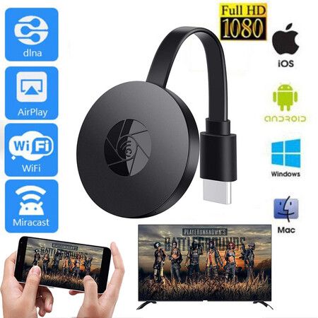 1080P Wireless HDMI Display Receiver Dongle for Screen Mirroring on TVs (IOS, Android, Windows)