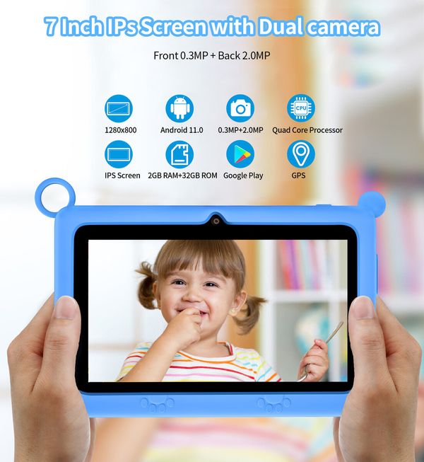 7-inch Android Learning Tablet for Kids with WiFi, 32GB ROM,2GB RAM,Bluetooth,Dual Camera,Parental Control, and Educational Apps