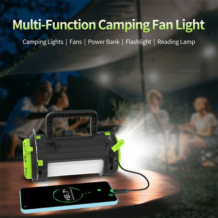 Waterproof Portable 5-in-1 Rechargeable LED Camping Lantern with Fans and Flashlights for Emergencies, Outdoor Activities, and Power Outages