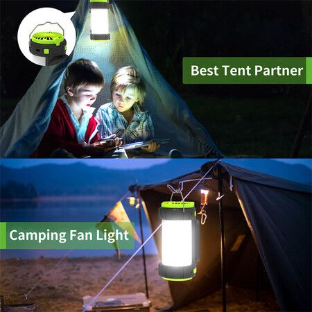 Waterproof Portable 5-in-1 Rechargeable LED Camping Lantern with Fans and Flashlights for Emergencies, Outdoor Activities, and Power Outages