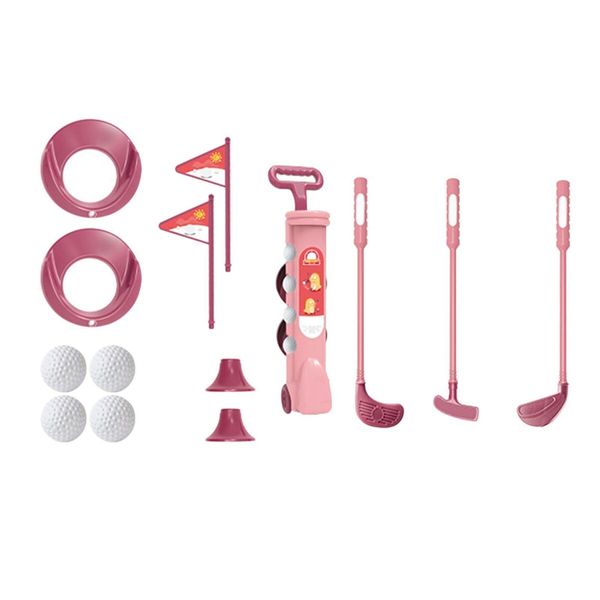 Kids Golf Set with Clubs, Balls, Flag, and Practice Holes for Active Play and Skill Development in Pink