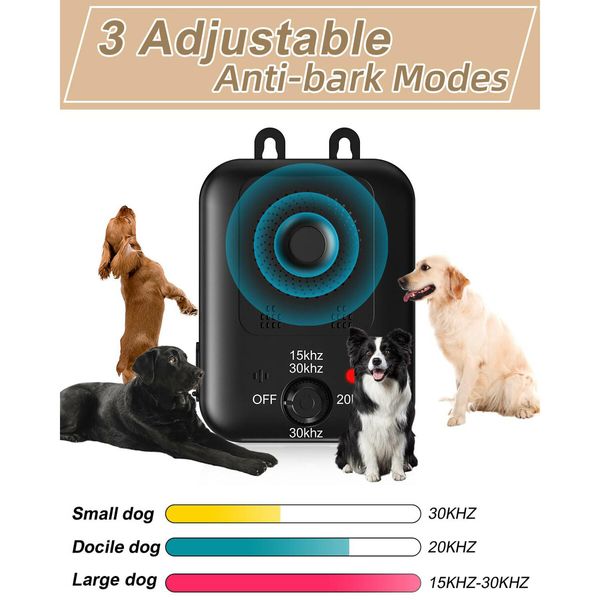 2-pack Rechargeable Anti-Barking Devices/Auto Bark Control Deterrent with 3 modes, Ultrasonic Technology for Indoor & Outdoor Use