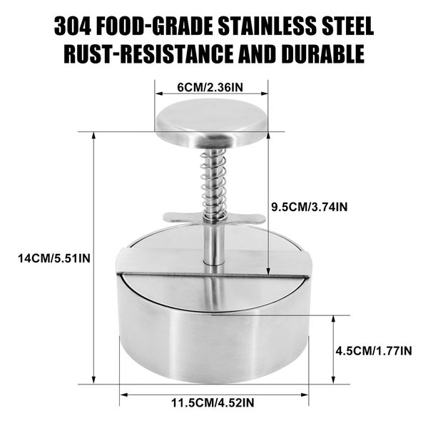 Non-Stick Patty Maker, 304 Stainless Steel Hamburger Maker Press Round for Perfect Burgers Create Professional-Quality Hamburgers at Home