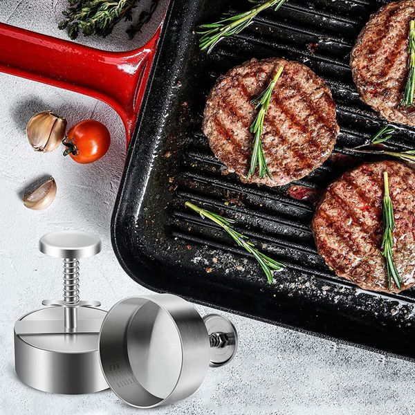 Non-Stick Patty Maker, 304 Stainless Steel Hamburger Maker Press Round for Perfect Burgers Create Professional-Quality Hamburgers at Home