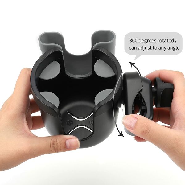 Versatile 2-in-1 Cup and Phone Holder - Fits Strollers, Bikes, Wheelchairs, Walkers, and Scooters (Grey)